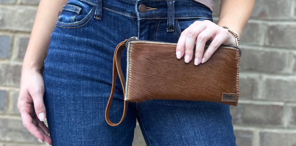 Authentic Cow Hyde Wristlet
