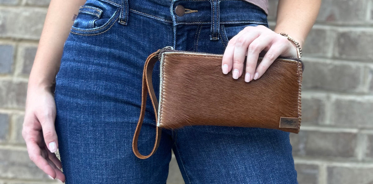 Authentic Cow Hyde Wristlet