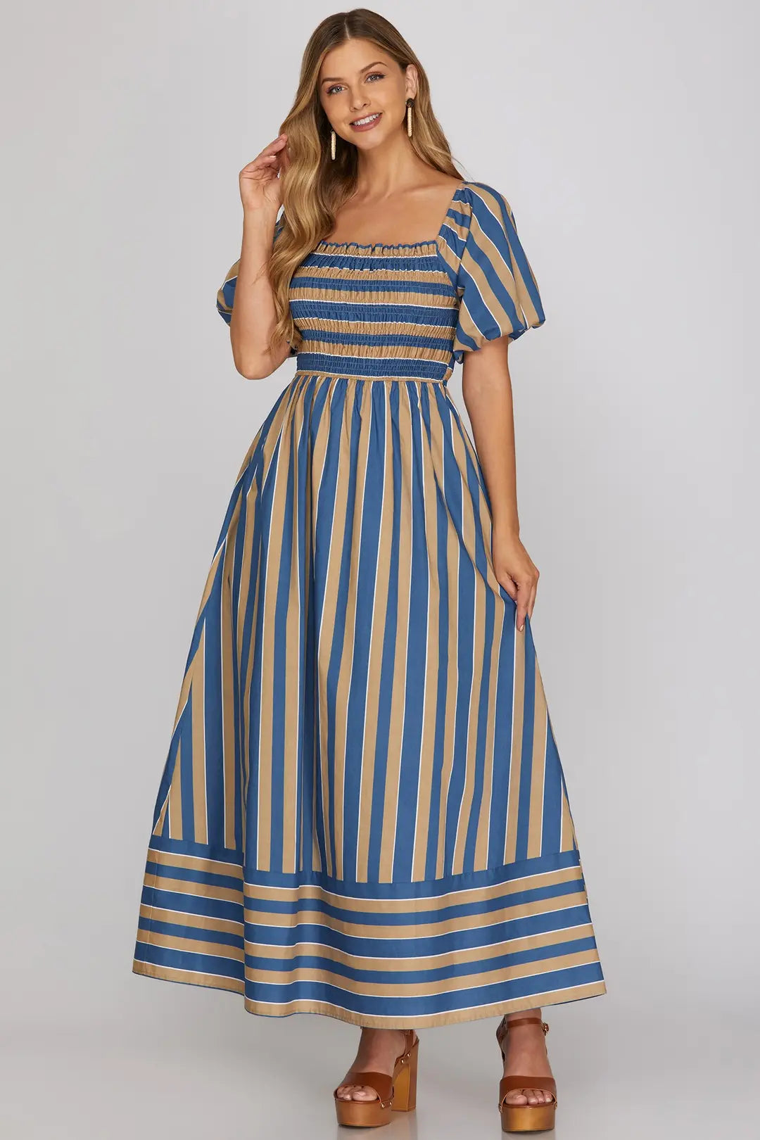 She+Sky Puff Sleeve Maxi Dress