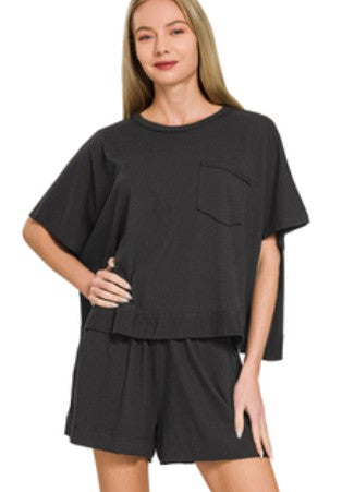Exposed Seam Boxy Top Short Set