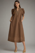 ENTRO Brown Eyelet Midi Dress (Ready To Ship 9/30/26)