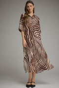 Entro Abstract zebra print elbow sleeve midi dress *Available 11/4