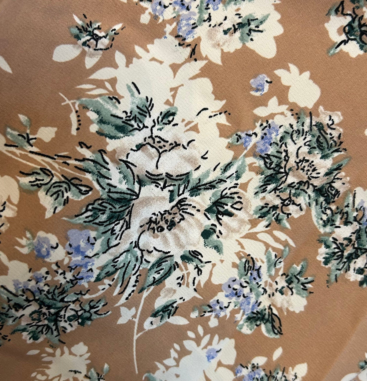 Khaki Maple Grove Floral Smocked Puff Sleeve Long Dress