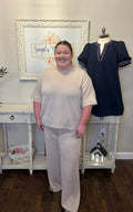 Plus Scuba High Neck Half Zip Top & Pants Set