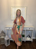Umgee Patchwork Print Midi Dress (Ready To Ship 9/2/26)