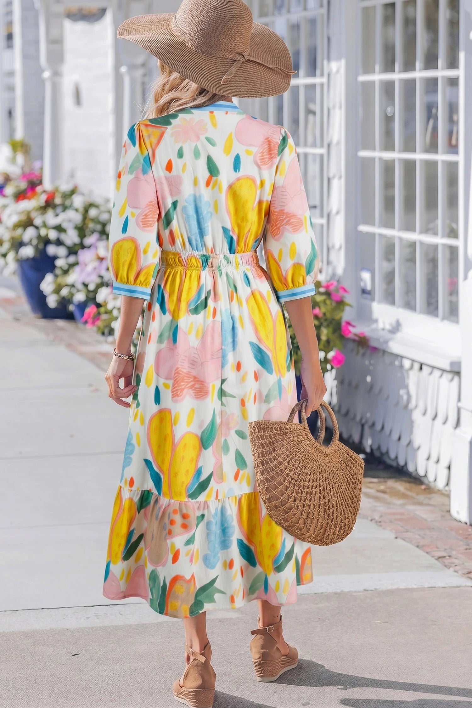 Multi-color Floral Doodle Dress
