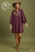UMGEE Burgundy Leopard Trim Dress (Ready To Ship 9/2/26)