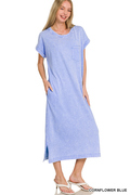 Zenana- Washed exposed seam short sleeve t-shirts dress