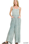 Zenana- Washed double gauze wide overalls