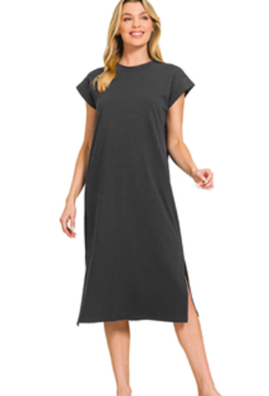 Round Neck Short Sleeve Midi (Blue or Black)