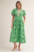 Jodifl- Boho Floral Print Midi Dress
